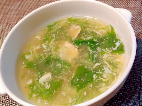 水菜と卵のとろみスープ